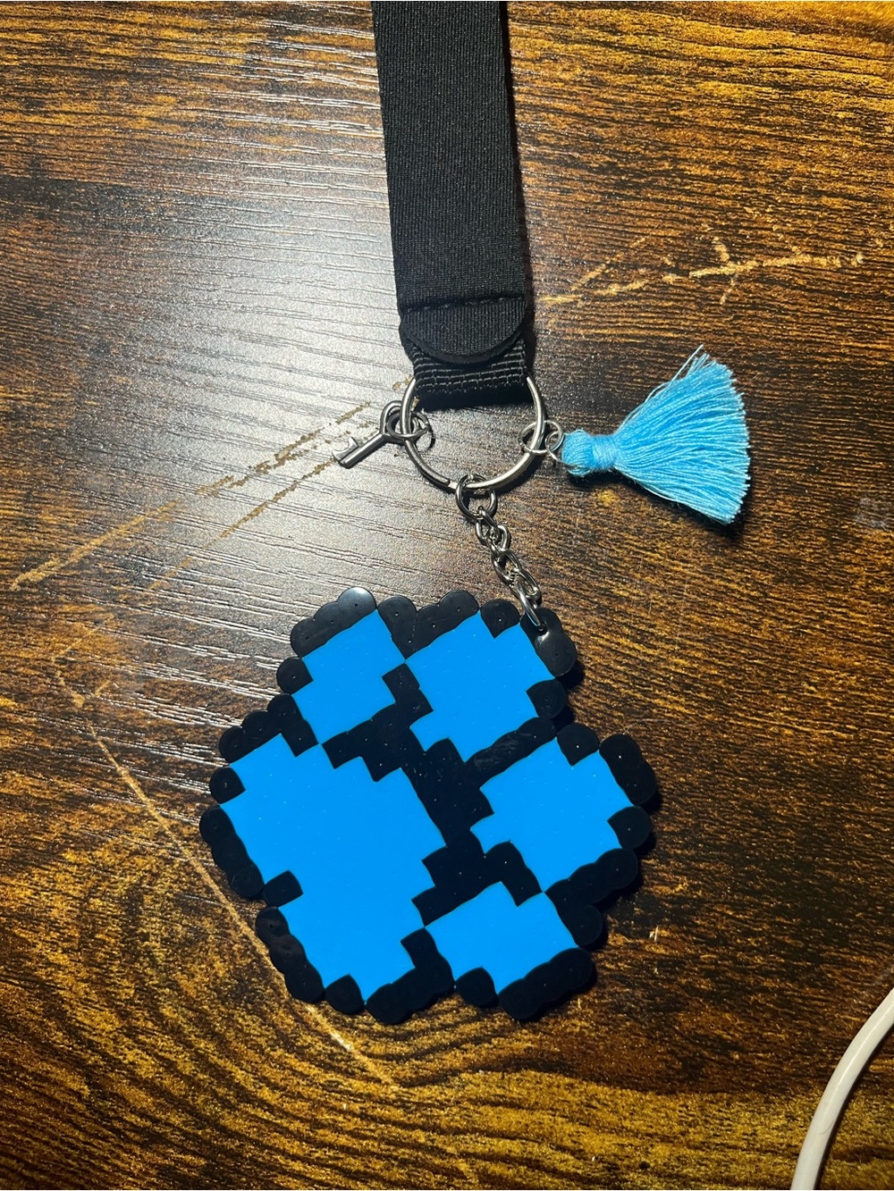Kids Blue Paw Print Keychain Lanyard with Tassel
